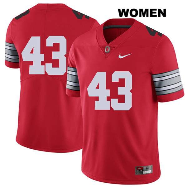 Ohio State Buckeyes Women's Ryan Batsch #43 Red Authentic Nike 2018 Spring Game No Name College NCAA Stitched Football Jersey SW19L10WN